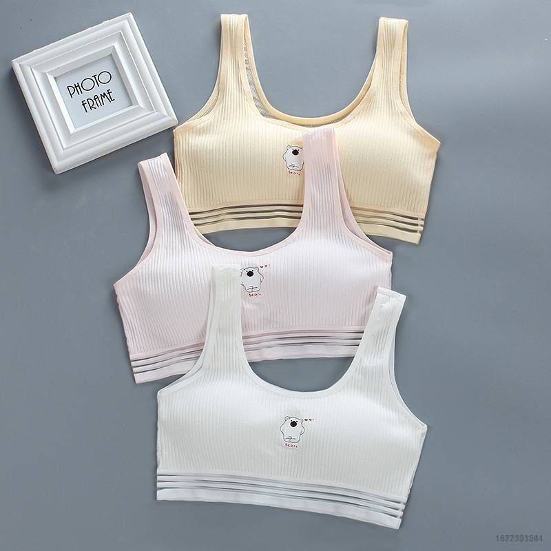 Áo Ngực Thể Thao Dạng Lưới cotton Mỏng Màu Trơn Hai Dây Dành Cho Nữ Sinh Tuổi Teen