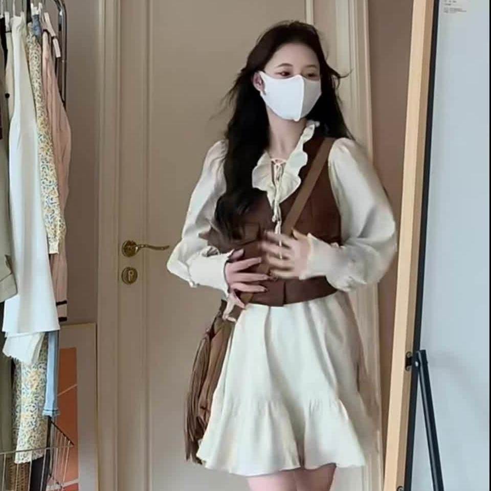 Set Đầm Và Áo Khoác Không Tay Thiết Kế Mới Ngọt Ngào Thời Trang Mùa Hè Dành Cho Nữ