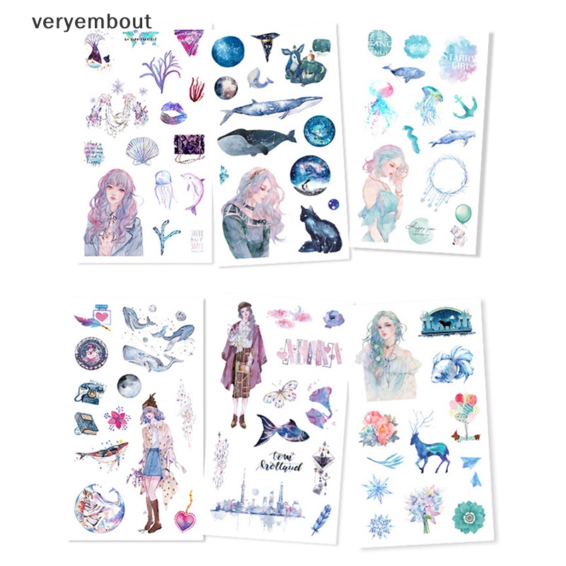 Set 6 Tấm Sticker Dán Hình Cá Voi Dễ Thương