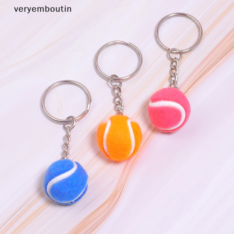 Móc Khóa Kim Loại Hình Quả Bóng Tennis 6 Màu Sắc