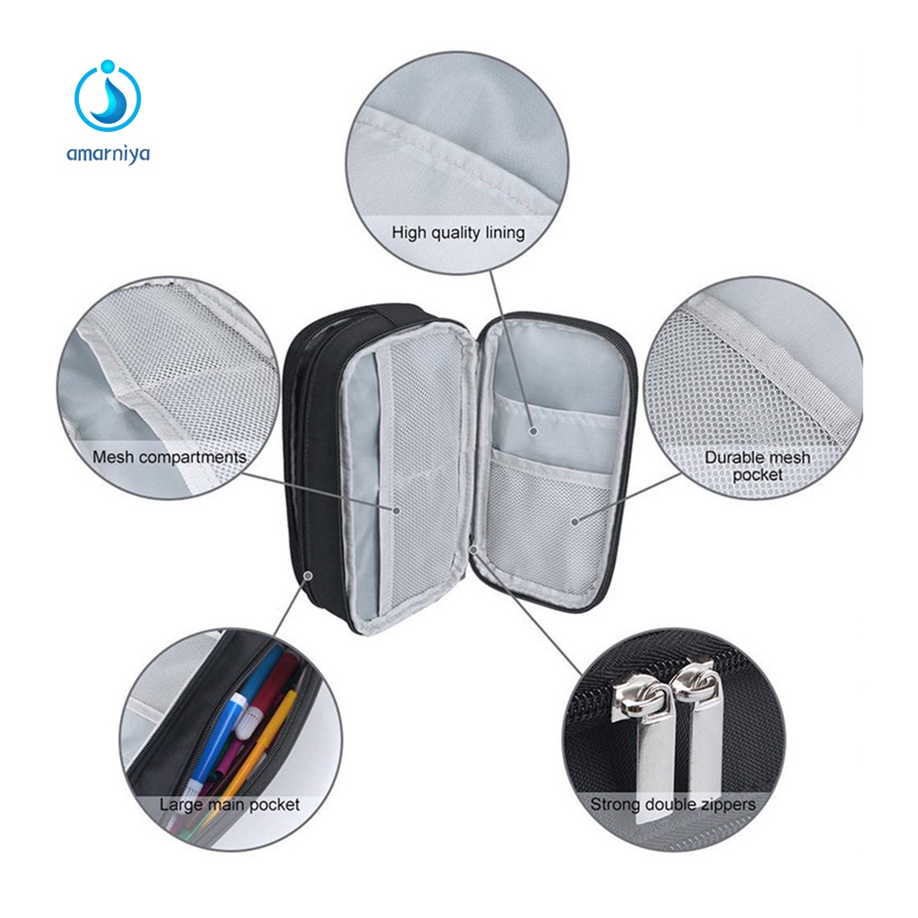 (Shop Amart) Túi Đựng Bút Chống Nước Ba Ngăn