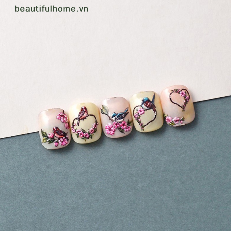 Miếng Dán Trang Trí Móng Tay 5D Hình Hoa Trái Tim Cho Nữ