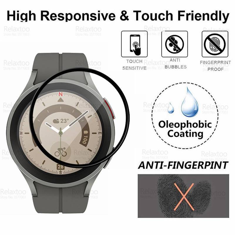 Kính Cường Lực Cong Bảo Vệ Toàn Màn Hình Cho Samsung Watch 4 5 3 Pro 40mm 41mm 44mm 45mm 2 40mm 44mm