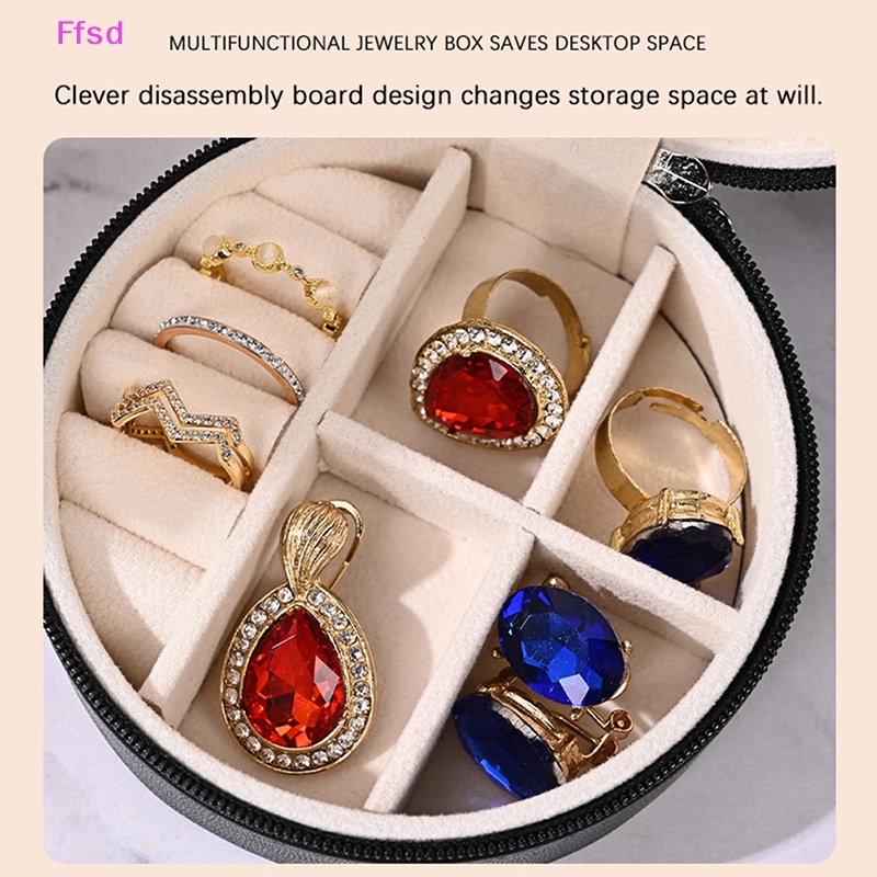 {Ffsd} Hộp Tròn Đựng Trang Sức Di Động Sắp Xếp Gọn Gàng Cho Du Lịch * Bán Chạy