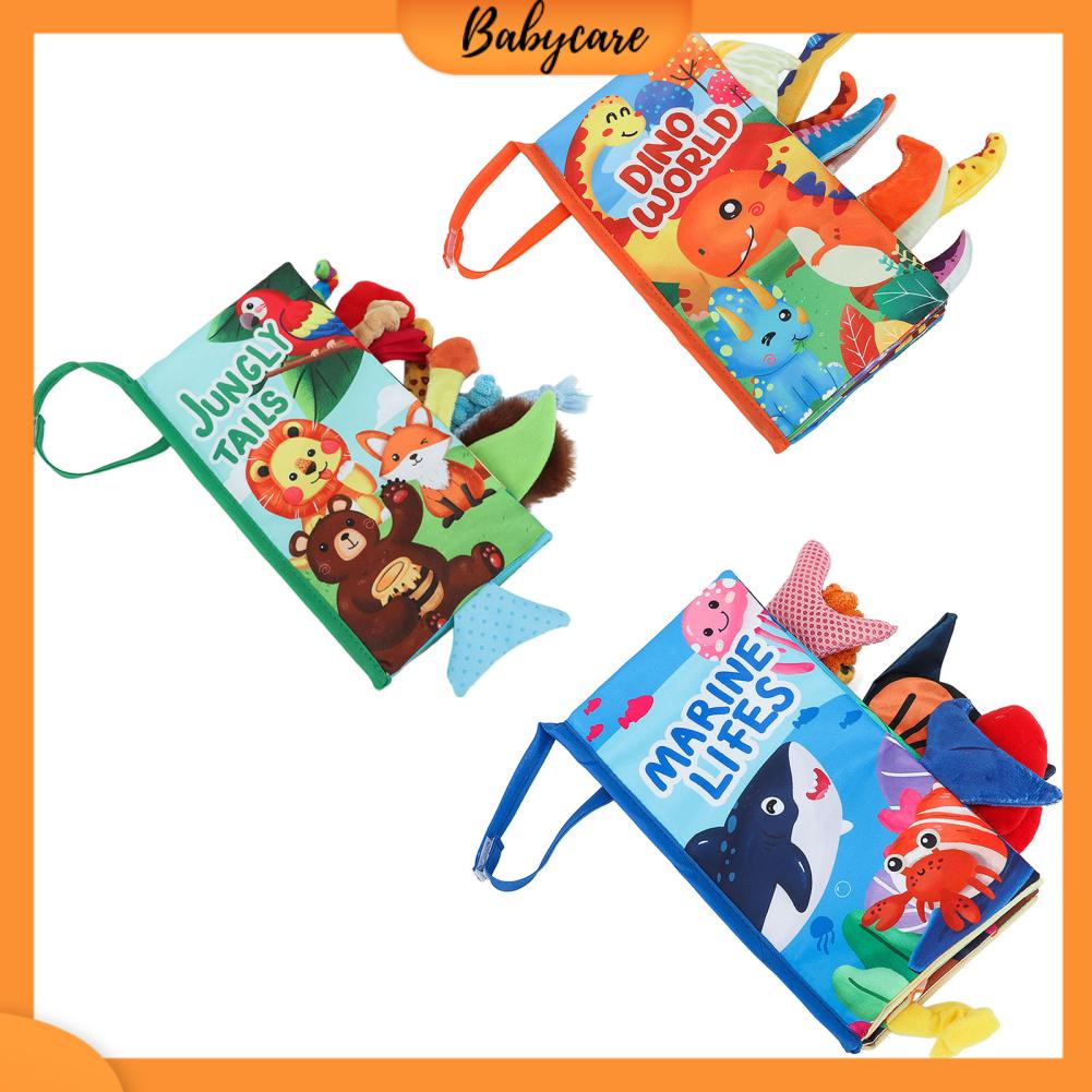 Babycare Baby Tail Book 3D Giáo dục Animal Touch Feel Soft Sách vải nhăn cho trẻ sơ sinh Trẻ mới biết đi