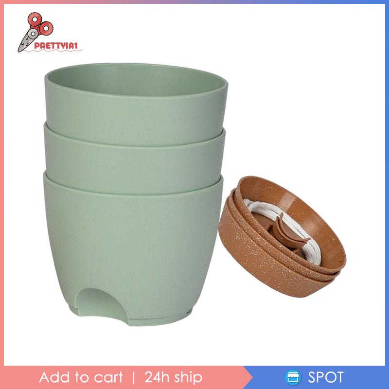 1 [Prettyia] Set 3 Chậu Tự Tưới Nước Cho Sân Vườn / Văn Phòng
