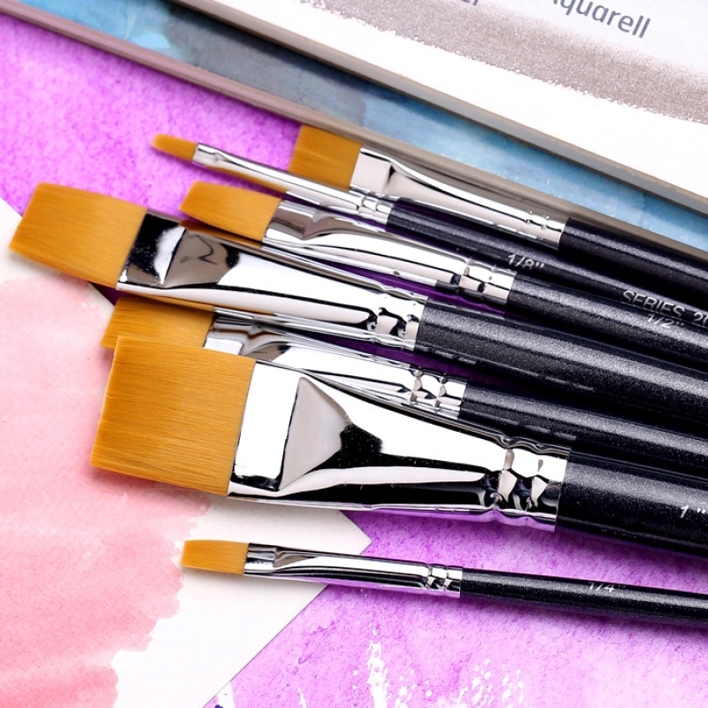 Cọ Vẽ Màu Nước Đầu Phẳng / Tròn Bằng Nylon Dành Cho Trẻ Em Vẽ Tranh DIY