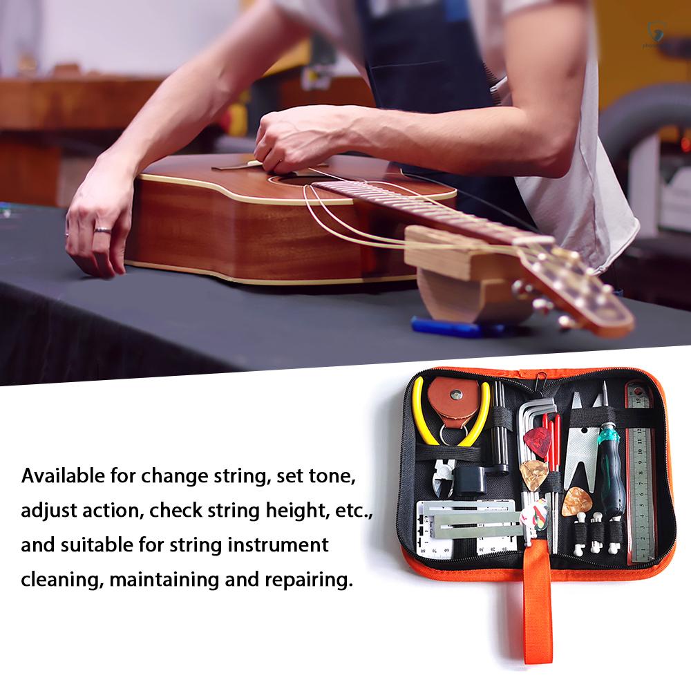 Bộ Dụng Cụ 26 Món Sửa Chữa Đàn Guitar Điện / Ukulele / Bass Kèm Túi Đựng Tiện Lợi