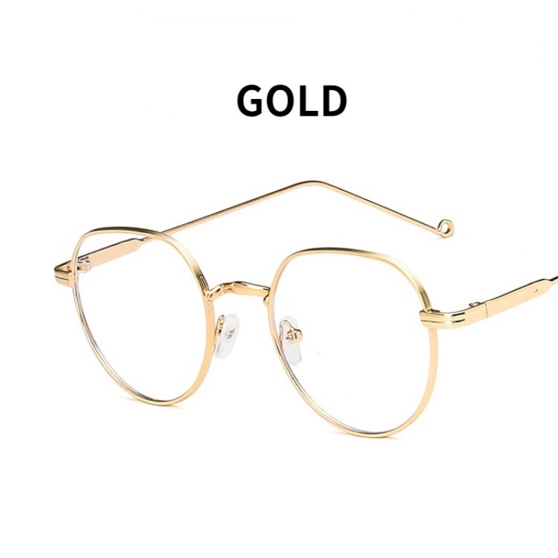 (KIQI-FASHION) COD Mắt Kính Gọng Kim Loại Tròn Chống Bức Xạ Ánh Sáng Xanh / Cổ Điển Thời Trang Phong Cách Hàn Quốc Cho Nữ