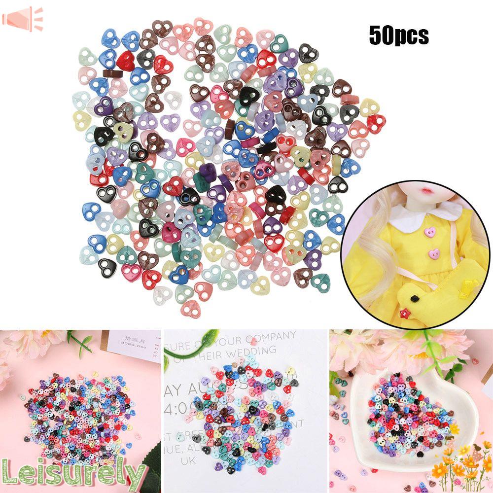 Set 50 Nút Áo Hình Trái Tim 4mm Trang Trí Nhà Búp Bê