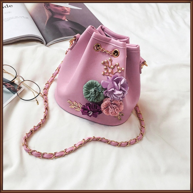 Túi Xách Rút Dây Họa Tiết Hoa Thời Trang Cho Nữ