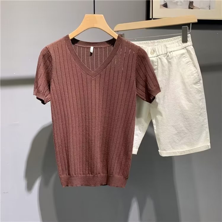 Áo Thun Tay Ngắn Cổ Chữ V Thời Trang Dành Cho Nam