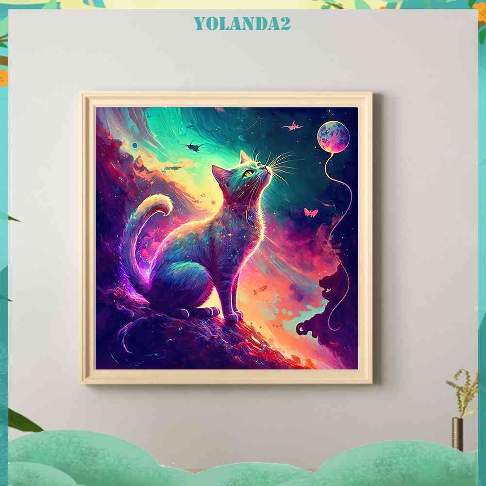 Tranh Đính Đá Kim Cương Toàn Bộ 5D DIY Hình Vẽ Mèo Trang Trí Nhà Cửa