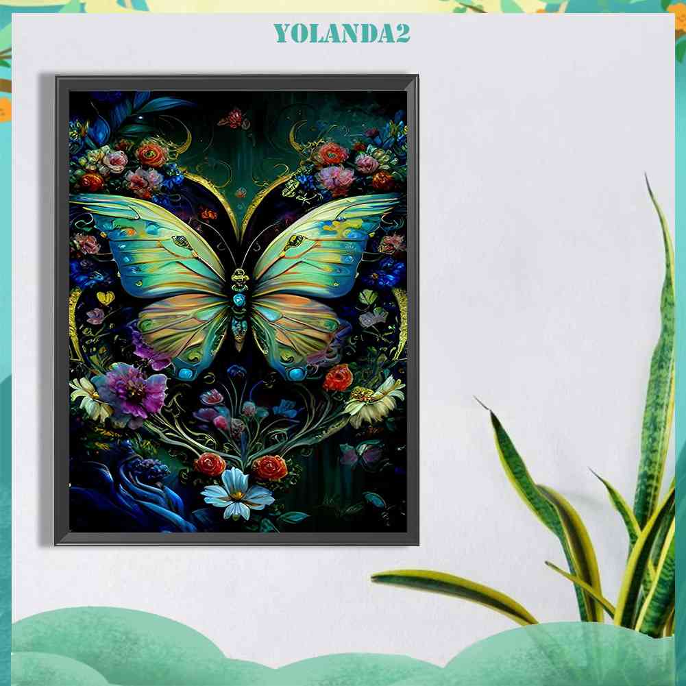 Tranh Đính Đá Kim Cương Toàn Bộ 5D DIY Hình Vẽ Hoa Bướm
