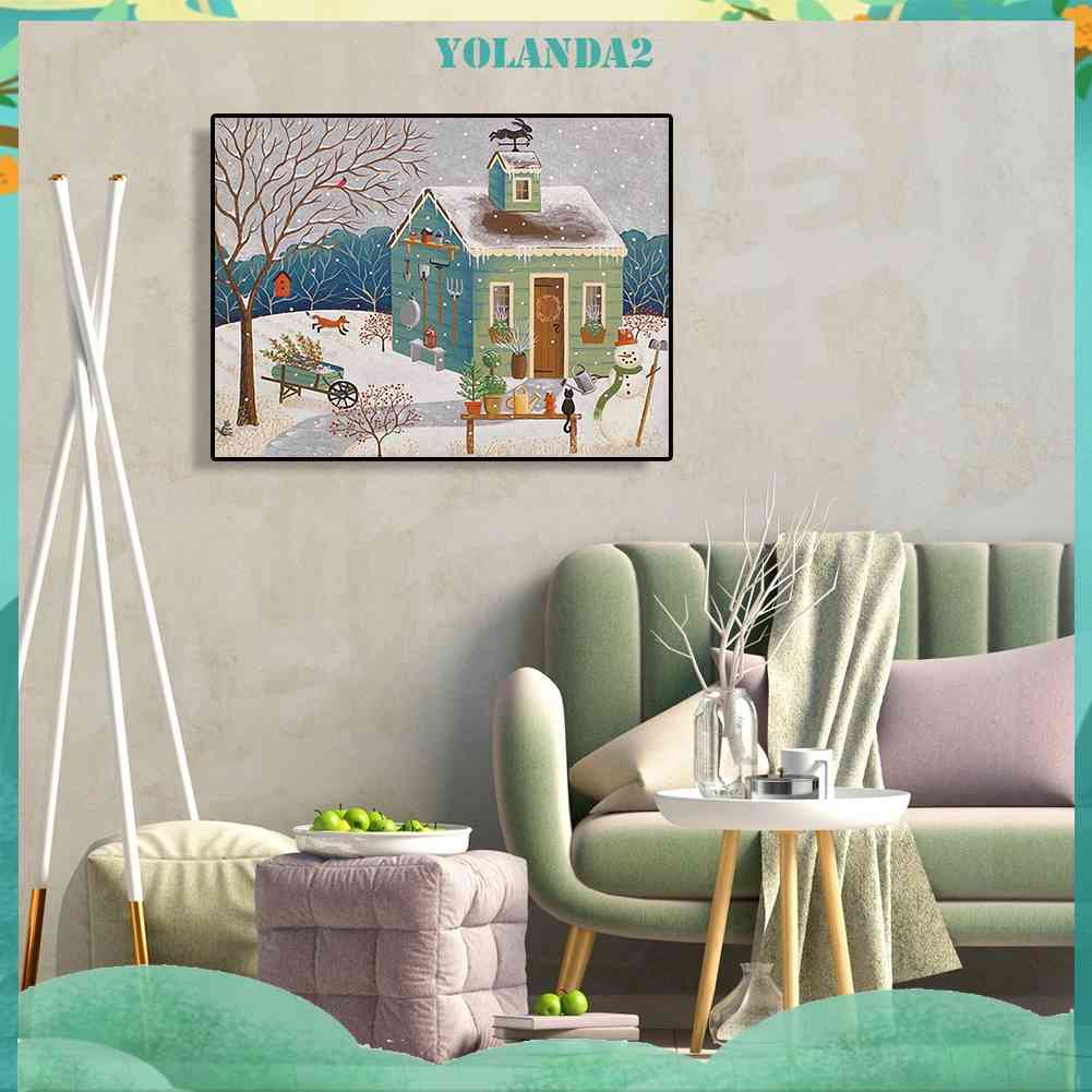 Bộ Tranh Đính Đá 5D DIY Hình Ngôi Nhà Tuyết Phủ Toàn Diện