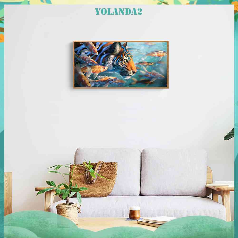 Bộ Tranh Đính Đá 5D Họa Tiết Hổ / Cá Vàng Độc Đáo DIY Dùng Trang Trí Nhà Cửa