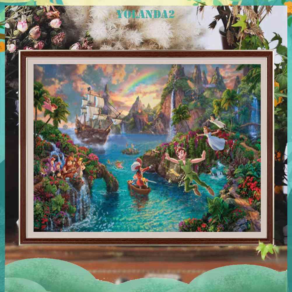 Bộ Tranh Đính Đá Họa Tiết Hòn Đảo Hoạt Hình Độc Đáo Trang Trí Nhà Cửa