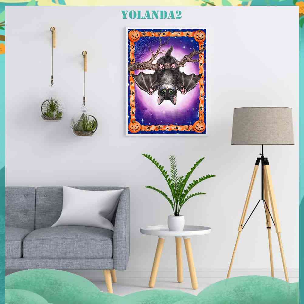 Tranh Đính Đá Kim Cương Toàn Bộ 5D DIY Hình Vẽ Mèo Dơi