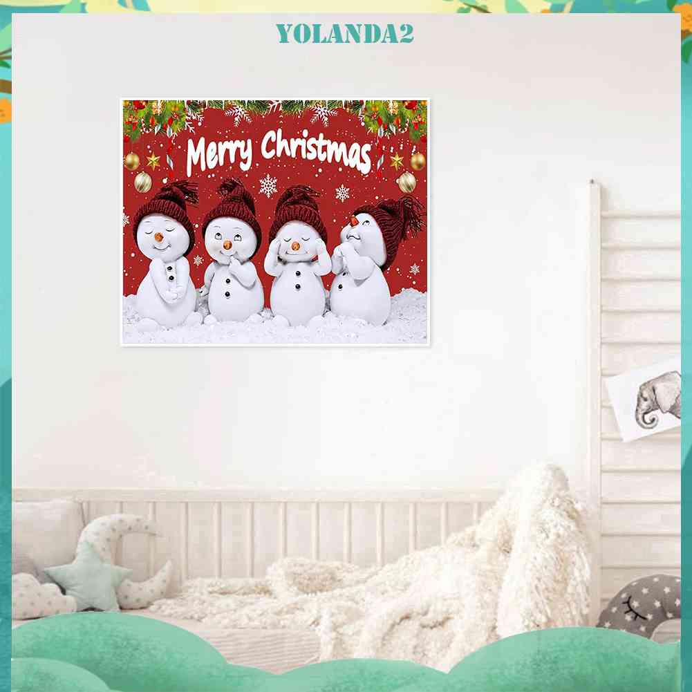 Tranh Đính Đá Kim Cương Toàn Bộ Họa Tiết Bốn Người Tuyết Dùng Trang Trí Tường