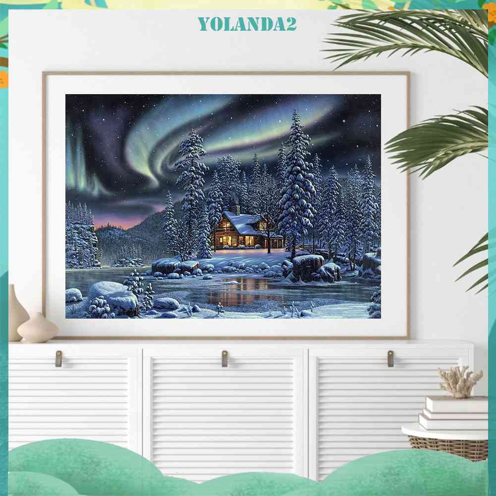 Tranh Đính Đá Kim Cương Toàn Bộ 5D DIY Hình Vẽ Làng Quê Aurora