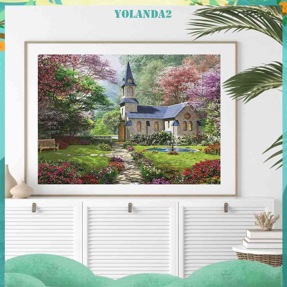 Bộ Tranh Đính Đá 5D Họa Tiết Ngôi Nhà Rừng Độc Đáo DIY Dùng Trang Trí