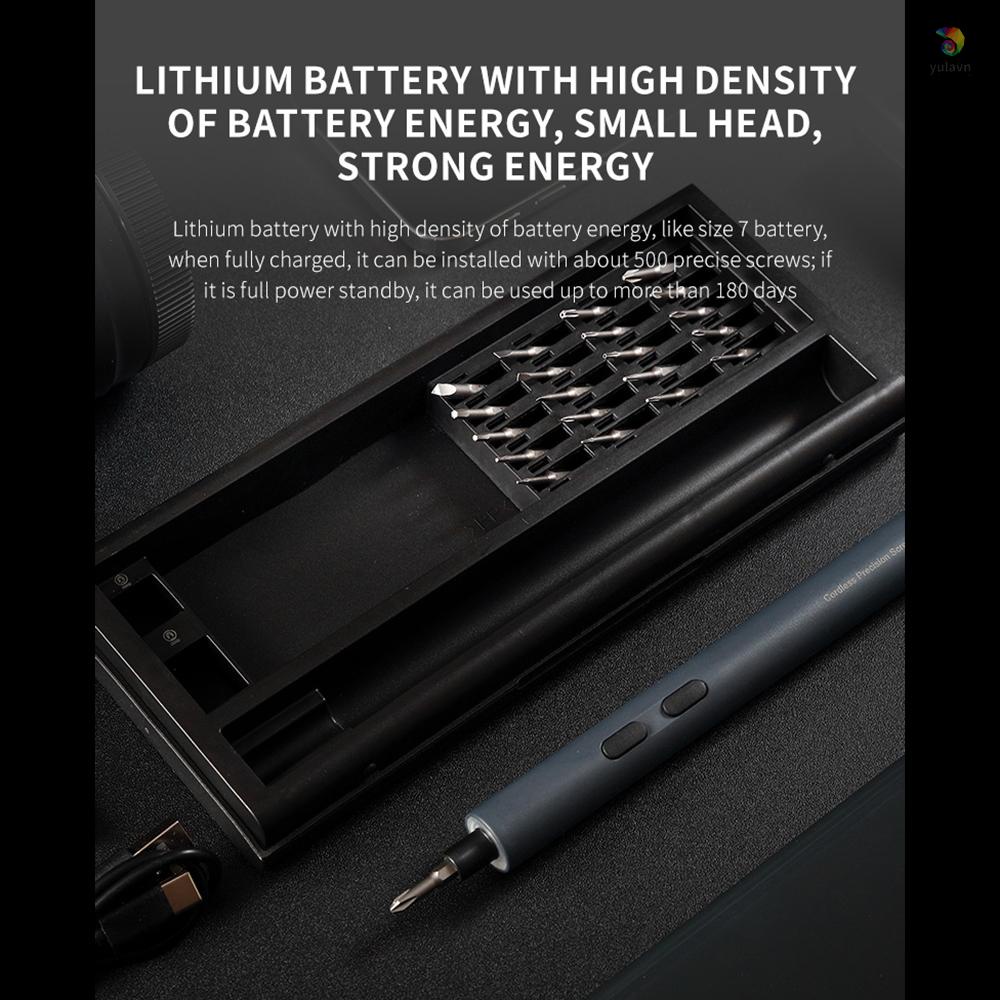 Bộ Tua Vít Điện Mini 25 Trong 1 Với 20 Đầu Thay Thế Và Đèn LED Có Thể Sạc Lại Dùng Sửa Chữa Điện Thoại / Laptop