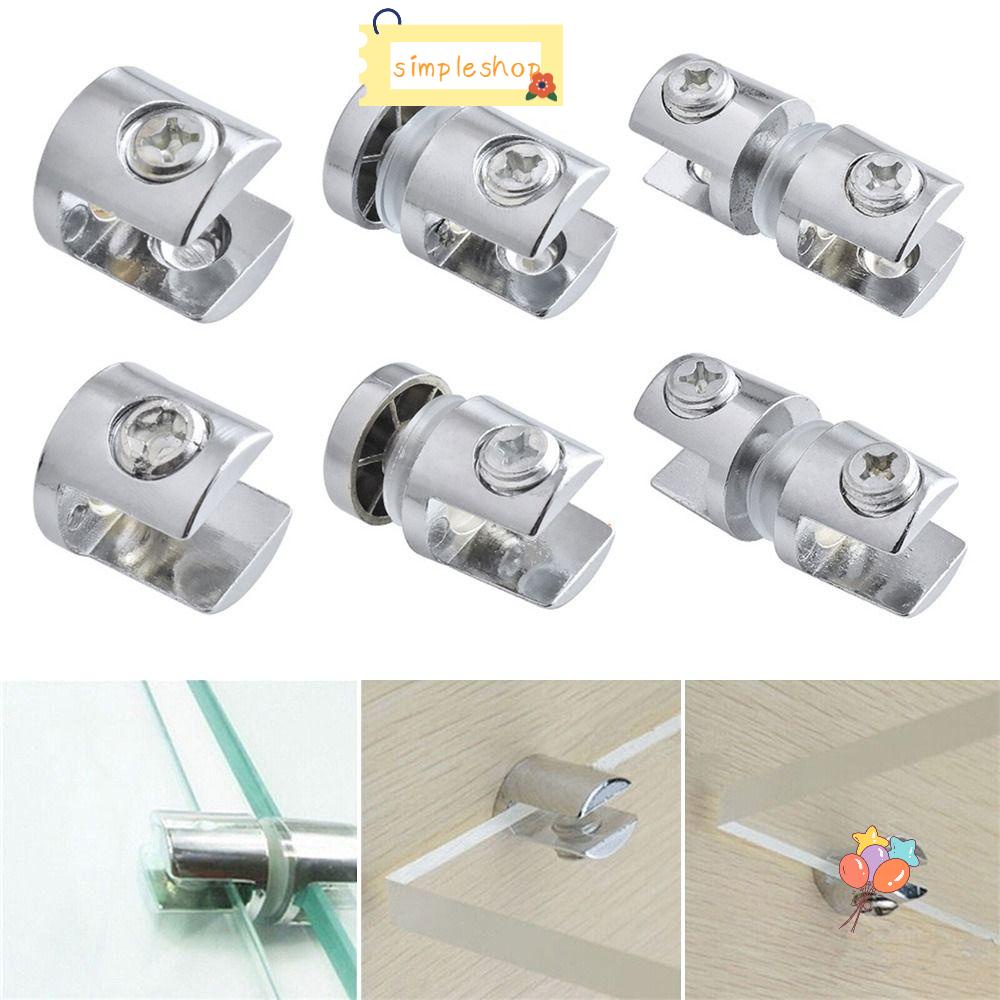 Set 4 Kẹp Kính Bằng Hợp Kim Kẽm Gắn Tủ Quần Áo / Tủ Chén Tiện Lợi Giá Đỡ