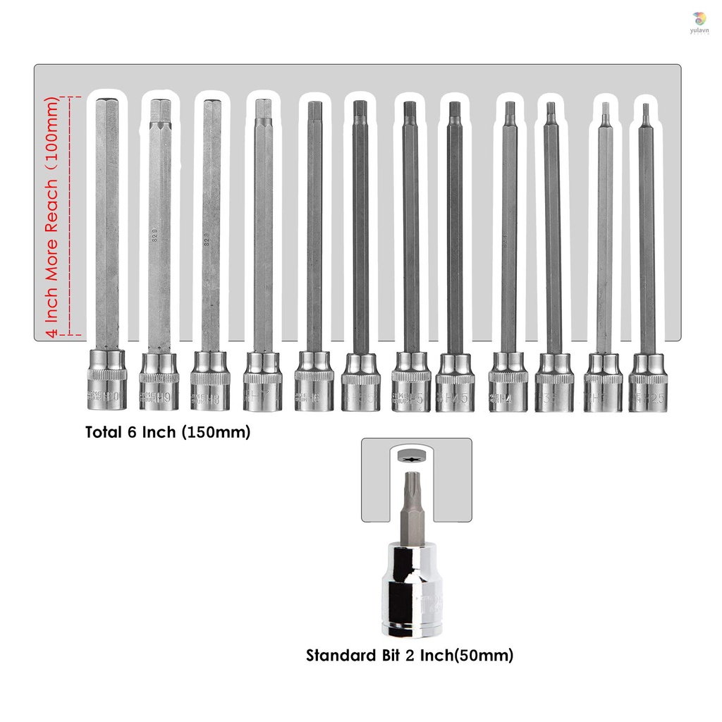 Bộ 15 Đầu Nối Dài Lục Giác 3 / 8 "Chuyên Dụng | Set 12 / 12 / 12 Món Đồ Chơi Chất Lượng Cao | Kích Thước 3mm 10mm 3mm 10mm | Trục Nối Dài 6 "Dài 6" Chuyên Dụng Chất Lượng Cao | Mũi Khoan Thép Cao Cấp S2 S2 Chuyên Dụng | Ổ Cắm Điện Cr-V Chịu Lực Tốt Chuyên