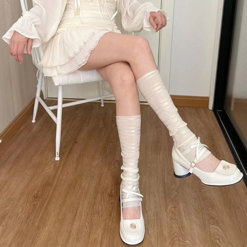 Vớ Lụa Mỏng Giữ Ấm Chân Đính Nơ Phong Cách Nhật Bản Cho Nữ