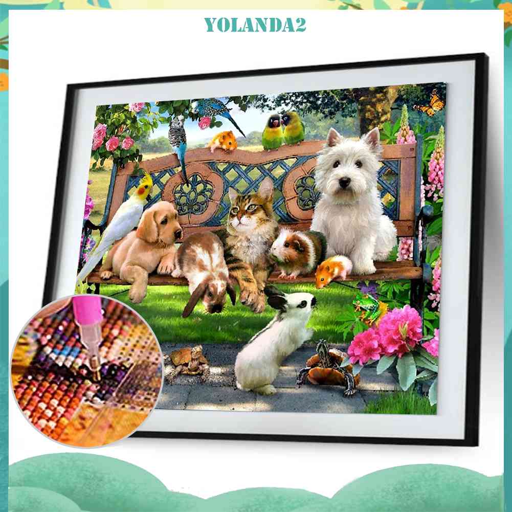 Bộ Tranh Đính Đá 5D Tự Làm 40x30cm Hình Khu Vườn Động Vật