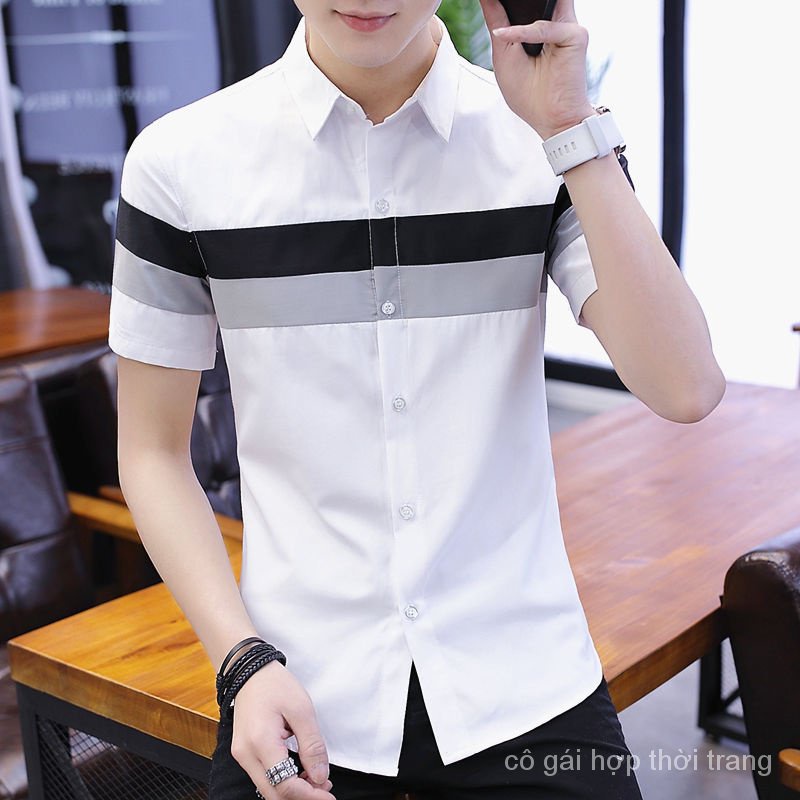 Áo Sơ Mi Tay Ngắn Phong Cách Hàn Quốc Thời Trang Mùa Hè Cho Nam