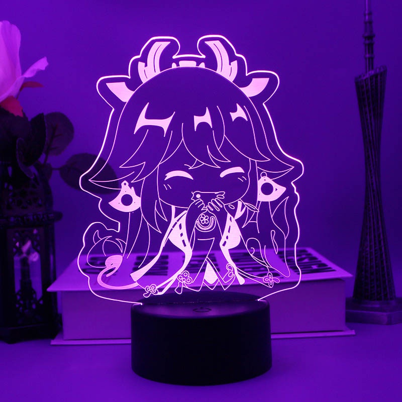 Đèn Ngủ 3d HT3 Genshin Va Chạm Sạc USB Yae Miko Nahida Hutao TH3