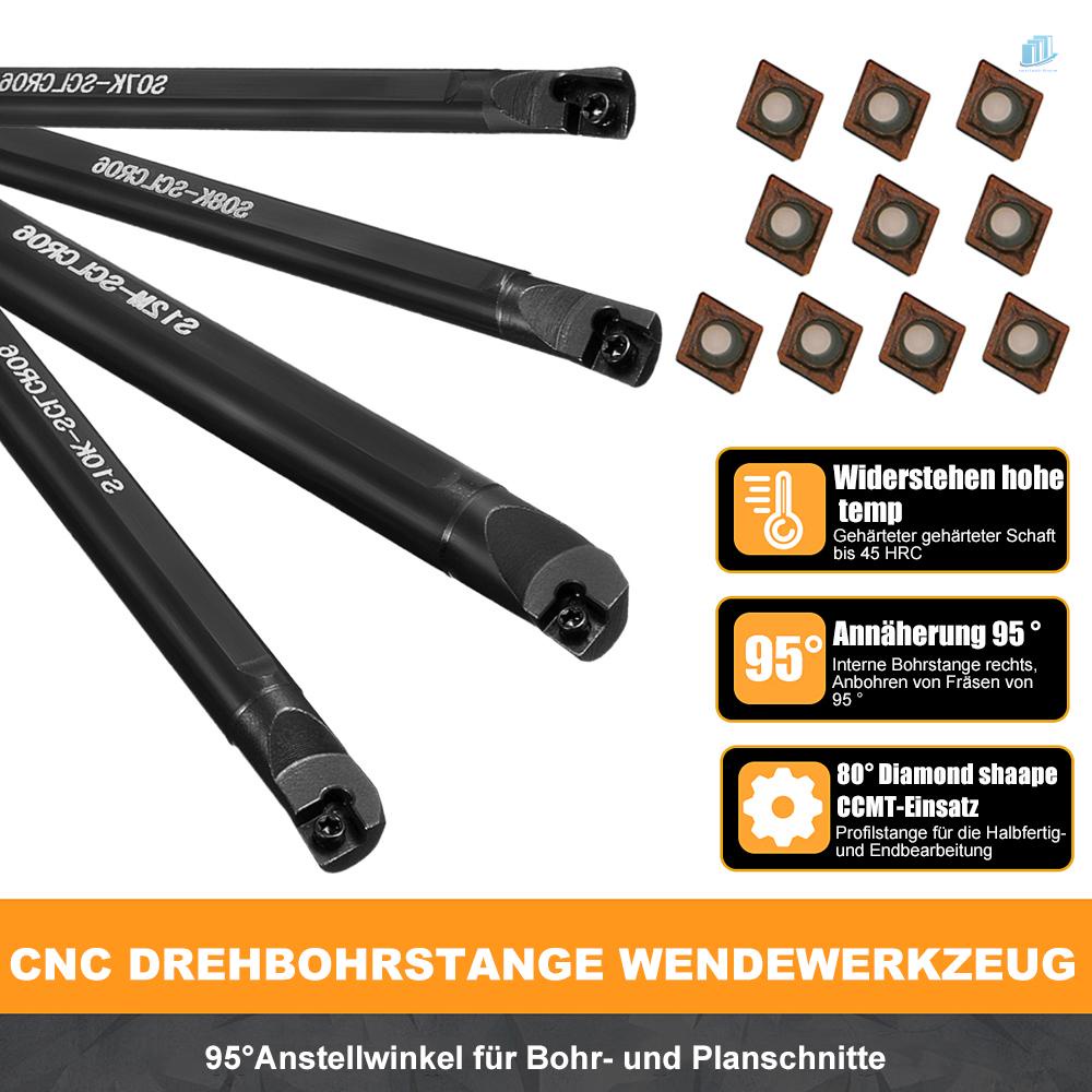 Set 4 Phụ Kiện 7 / 8 / 10 / 12mm S07K / S08K / S10K / S12M-SCLCR06 CNC Cho Máy Tiện060204 Bộ 4 Món Gồm Cây Chèn + Dụng Cụ Vệ Sinh Chuyên Dụng