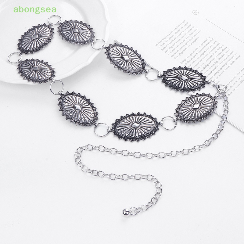 Thắt Lưng Dây Xích Kim Loại Mặt Oval Phong Cách Boho Cổ Điển Cho Nữ