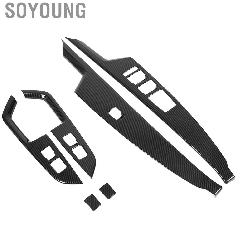 Soyoung Interior Window Lift Control Switch Trim  6 PCS Textured Car Frame Cover Left Drive Side for Auto