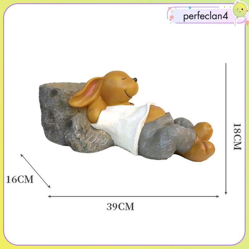 Chậu Cây Sen Đá Resin Hình Thỏ Điêu Khắc Thủ Công Trang Trí