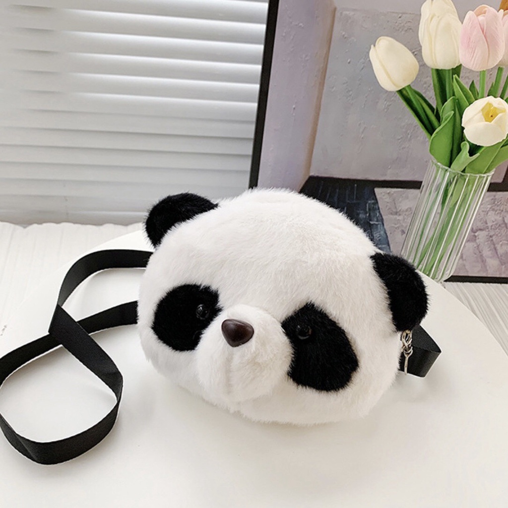 Túi Đeo Chéo Gấu Bông Hình Mặt Gấu Trúc Dễ Thương