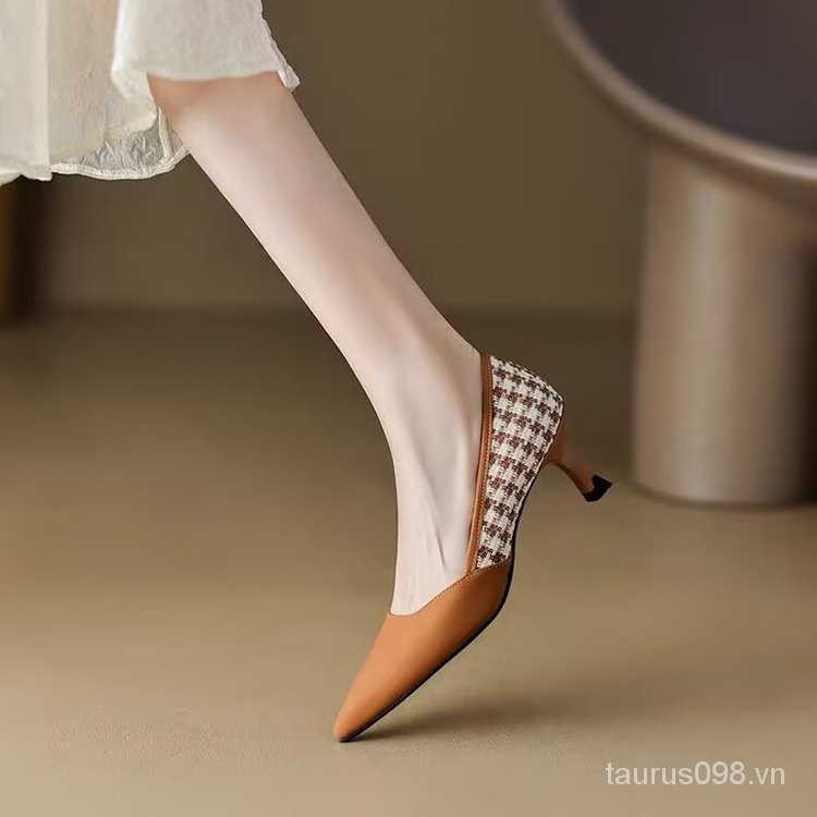 Giày Cao Gót Da Mũi Nhọn Phong Cách Hàn Quốc Thời Trang Mùa Xuân 2023