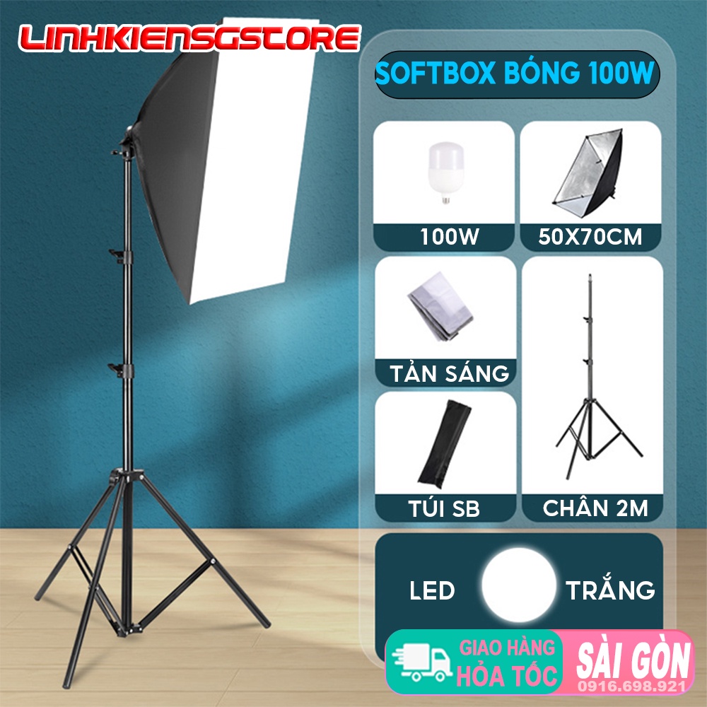 BỘ KIT CHỤP HÌNH QUAY PHIM SOFTBOX ,ĐÈN BÚP NHÔM 100W,CHÂN ĐỨNG 2M STUDIO