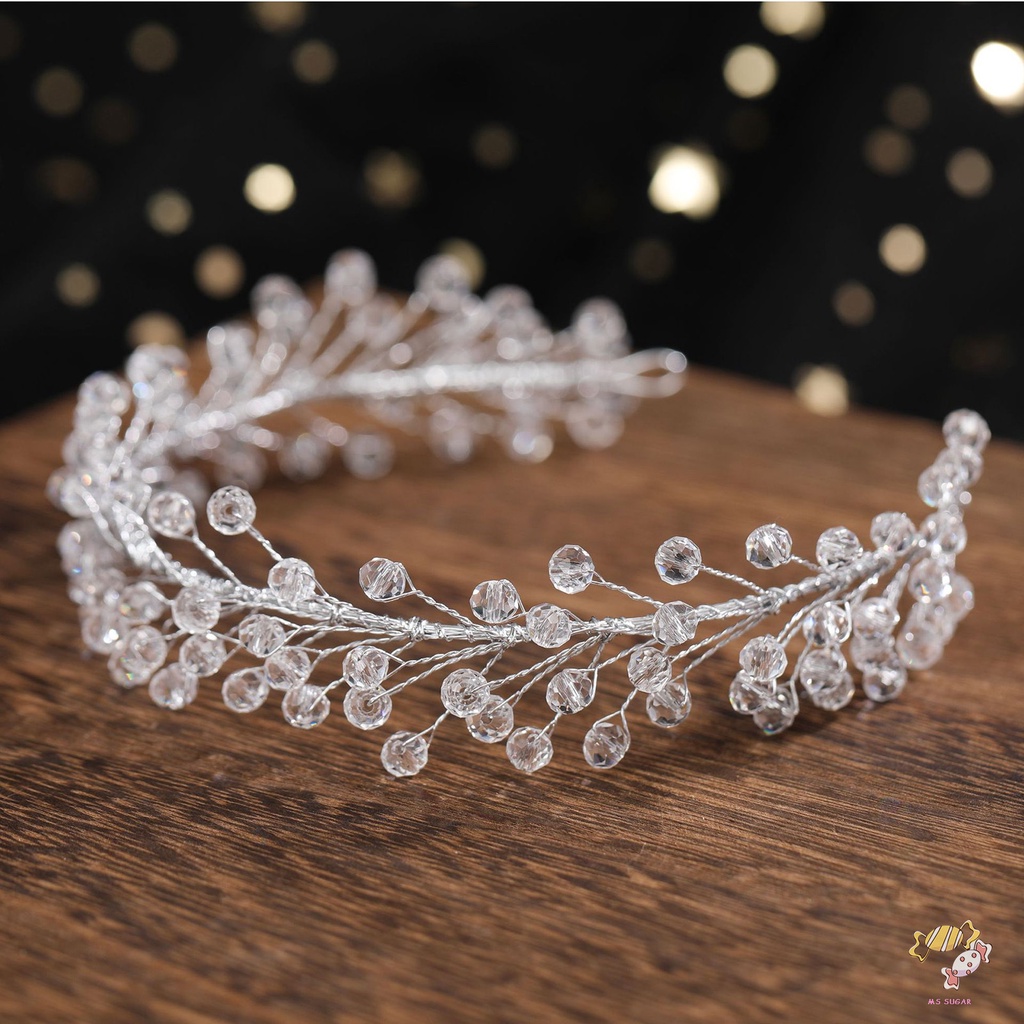 YADORNOS Vòng Hoa Đội Đầu Bằng Acrylic Đính Hạt Pha Lê Cho Cô Dâu