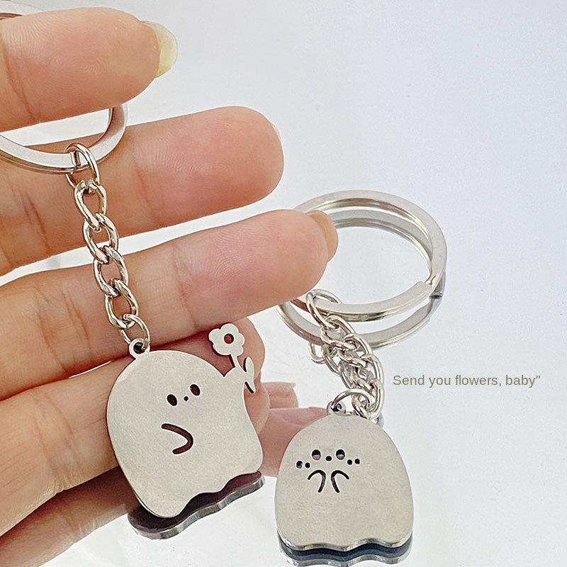 Cute Cartoon Group Ghost Keychain Pendant Couple Pendant Cute Little Ghost Student Best Friend Backpack Accessory