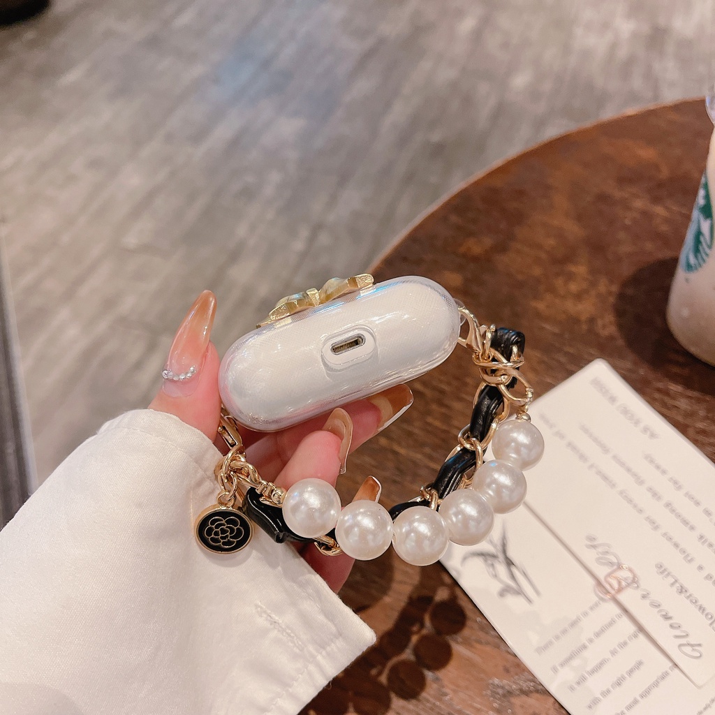 Vỏ Bảo Vệ Hộp Sạc Tai nghe không dây AirPods 1 / 2 / 3 Pro2 2022 Bằng Silicon tpu Mềm Trong Suốt Đính Nơ 3D Mạ Điện