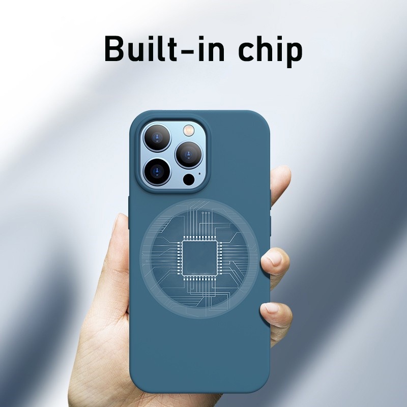 Ốp Điện Thoại Từ Tính Bằng Silicon Màu Trơn Cho iPhone 13 Pro Max 13 13