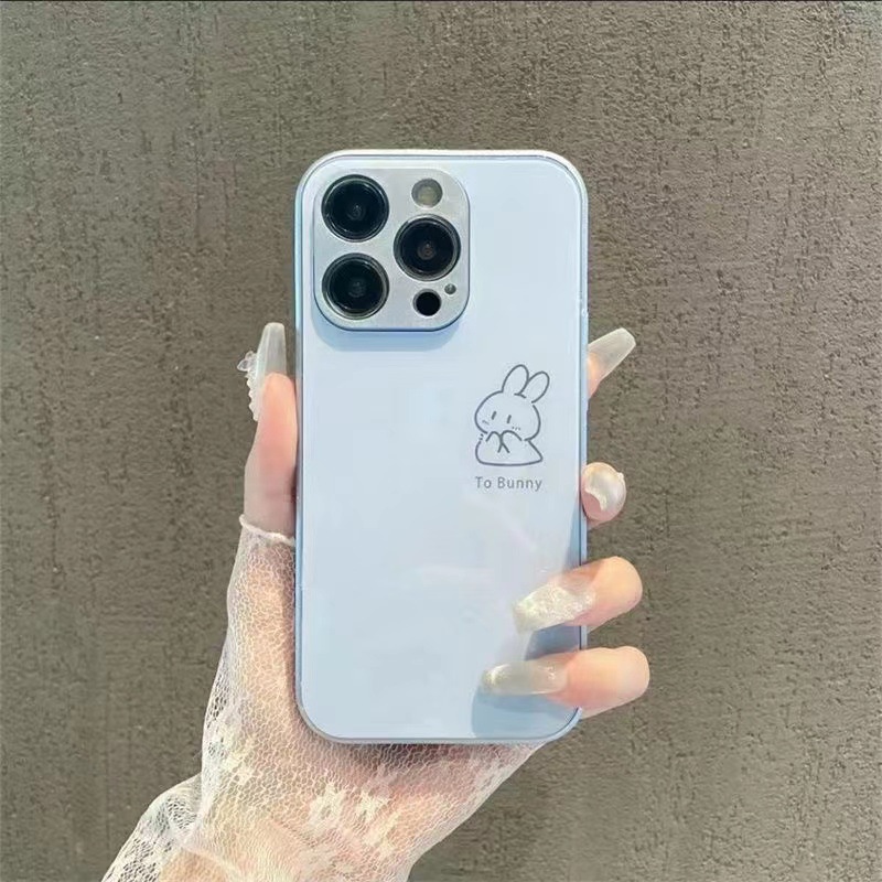 Ốp Điện Thoại Mặt Kính In Hình Thỏ Hoạt Hình Cho Iphone 12promax 12Pro 14Inch