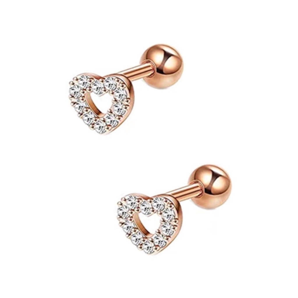 Pure Silver Heart Cubic Rose Gold Pearcing