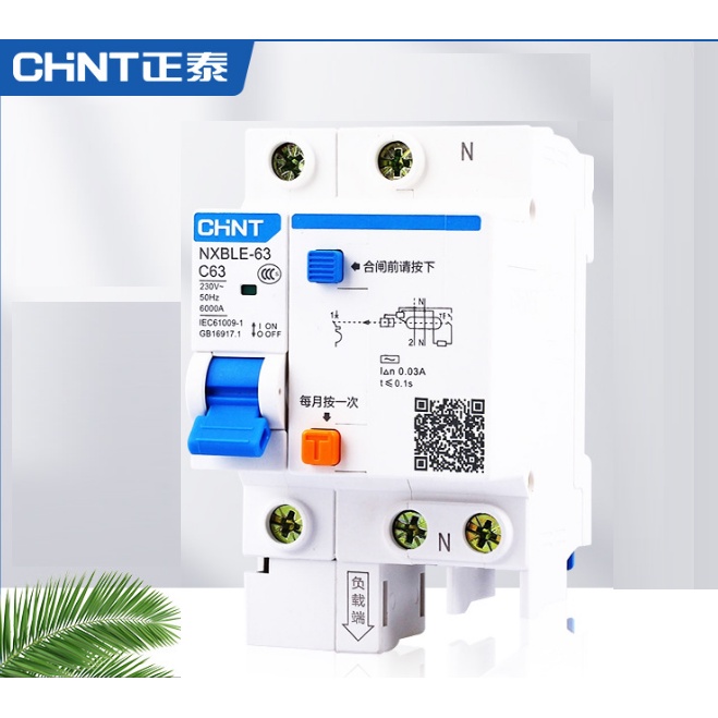 Cầu dao chống giật chống dòng rò CHINT 1P 220V NXBLE-63 át chống giật aptomat chong giat cb chống giật