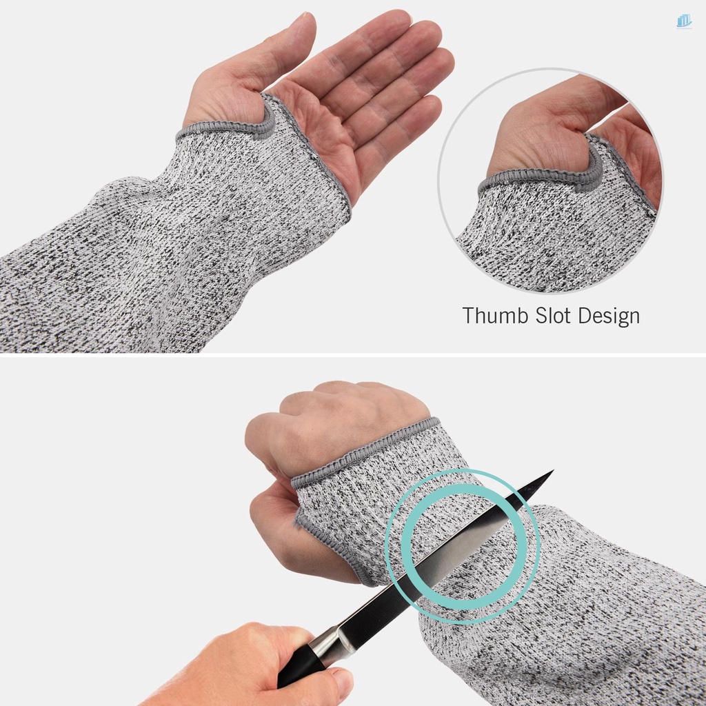 1 Cặp Ống Bảo Vệ Cánh Tay An Toàn Chống Cắt 45cm Cấp 5 Có Lỗ Xỏ Ngón Tay An Toàn Cho Sân Vườn