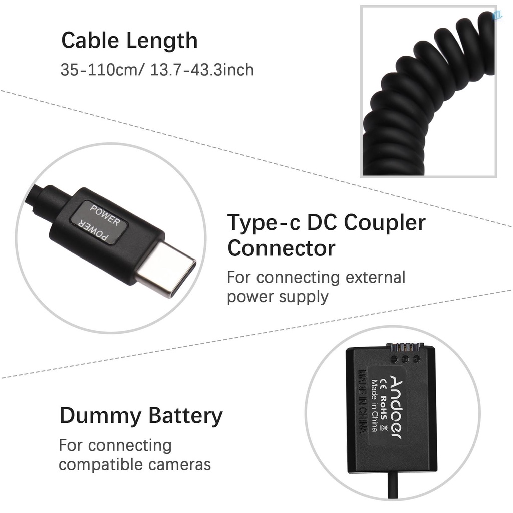 Đầu Nối Pin Andoer Type-C NP-FW50 20W PD Chuyên Dụng Cho Pin A7S2 A7S A7 II R Iii A7M2 A6000 A6300 A6500 A7000