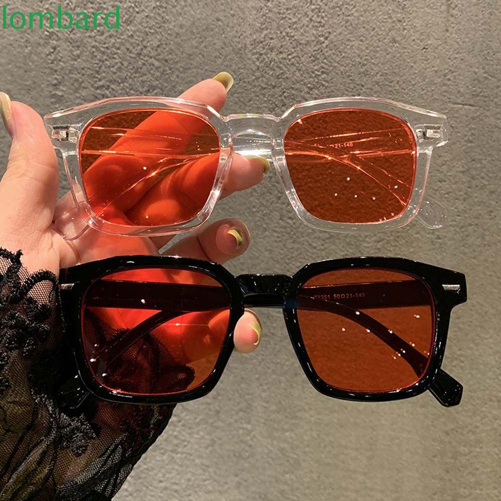 Kính Râm LOMBARD Tròng Đỏ / Vàng Trong Suốt Phong Cách Hàn Quốc Cổ Điển Cho Nam Và Nữ