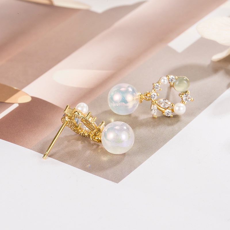 Bông Tai Đính Ngọc Trai Sang Trọng Phong Cách Retro 2023